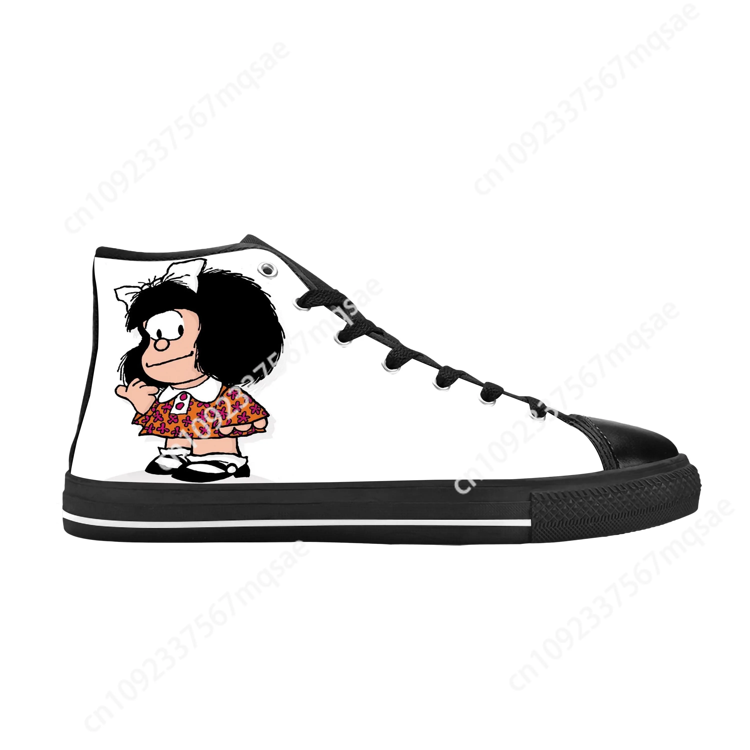 

Hot Mafalda Anime Cartoon Comic Manga Cute Funny Casual Cloth Shoes High Top Comfortable Breathable 3D Print Men Women Sneakers