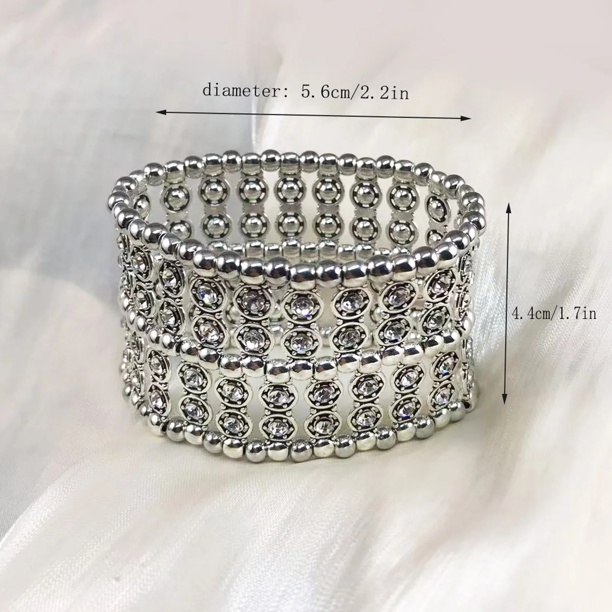 New Fashion Women\'s Vintage Rhinestone Handmade Beaded Elastic Bracelet