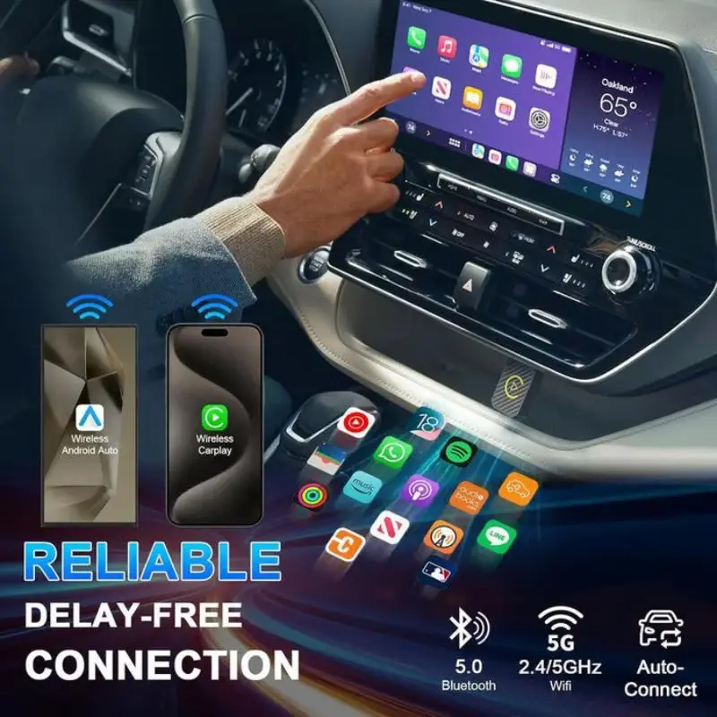 

Беспроводной адаптер Carplay Android Auto 2 в 1, мини-бокс Plug & Play, беспроводной ключ BT WiFi для проводов CarPlay/Android Auto Cars