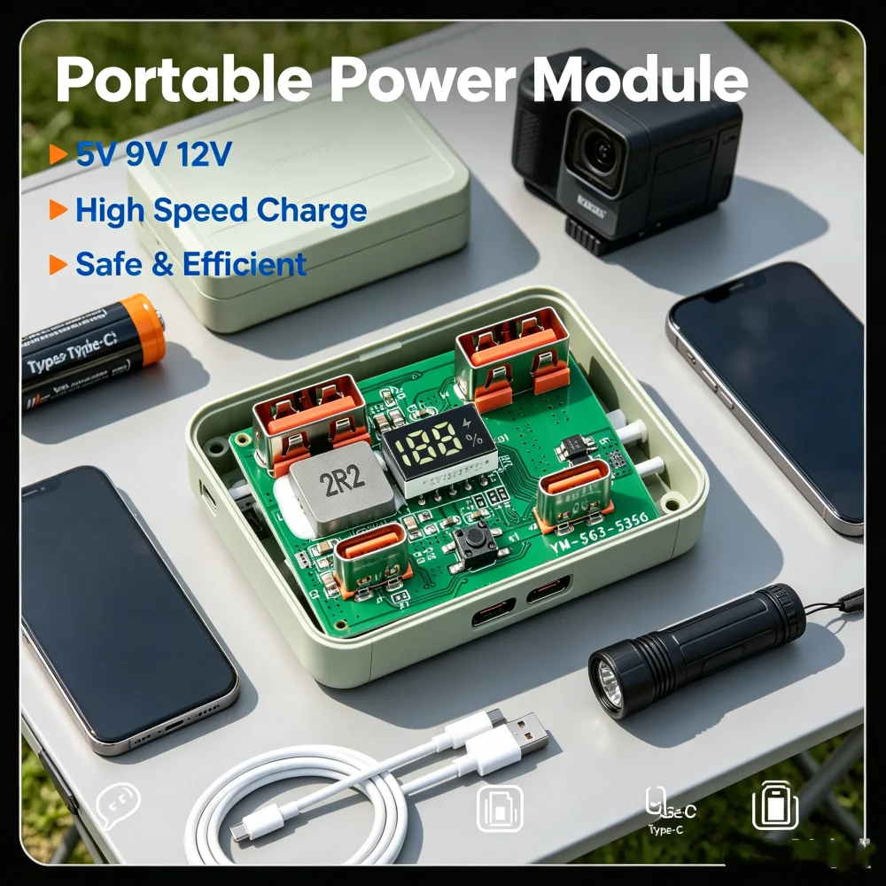 Ip5356 Chip 22.5w Fast Charging Motherboard Power Bank Diy Module Mobile Power Bank Kit With Battery Level Display