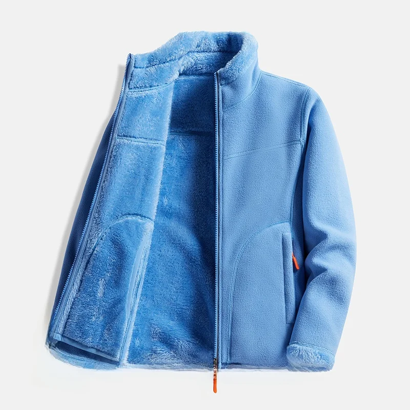 

Двусторонняя одежда для пар Thiened Lamb Fce ake Particle Velvet Coral Fce Зимний теплый топ, мужской хлопковый топ-стойка...