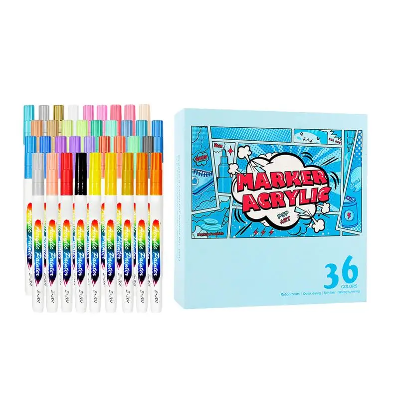 Fine Tip Acrylic Paint Pens Non-sticky Fine Tip Paint Markers Fine Point Markers Long-Lasting Paint Pens Acrylic Markers Acrylic