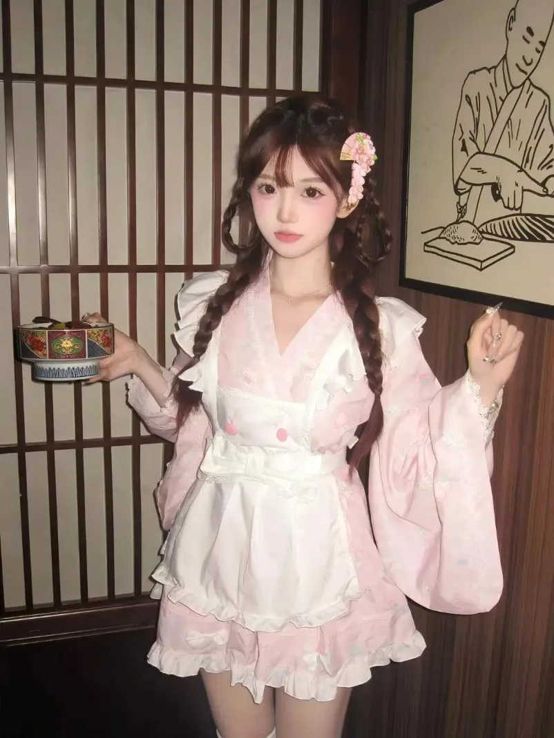 

Японский комплект Kawaii для женщин Y2k, комплект из 2 предметов, новые летние милые утягивающие топы с кружевными ремешками + мини-юбка с высокой талией, пышная юбка Spicy Girls