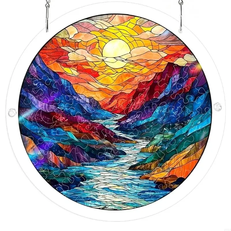Stained Glass Window Hanging,Bird Scenery Suncatchers for Home Decors Acrylic Puzzle Sun Catcher Ornament Birthday Gift 