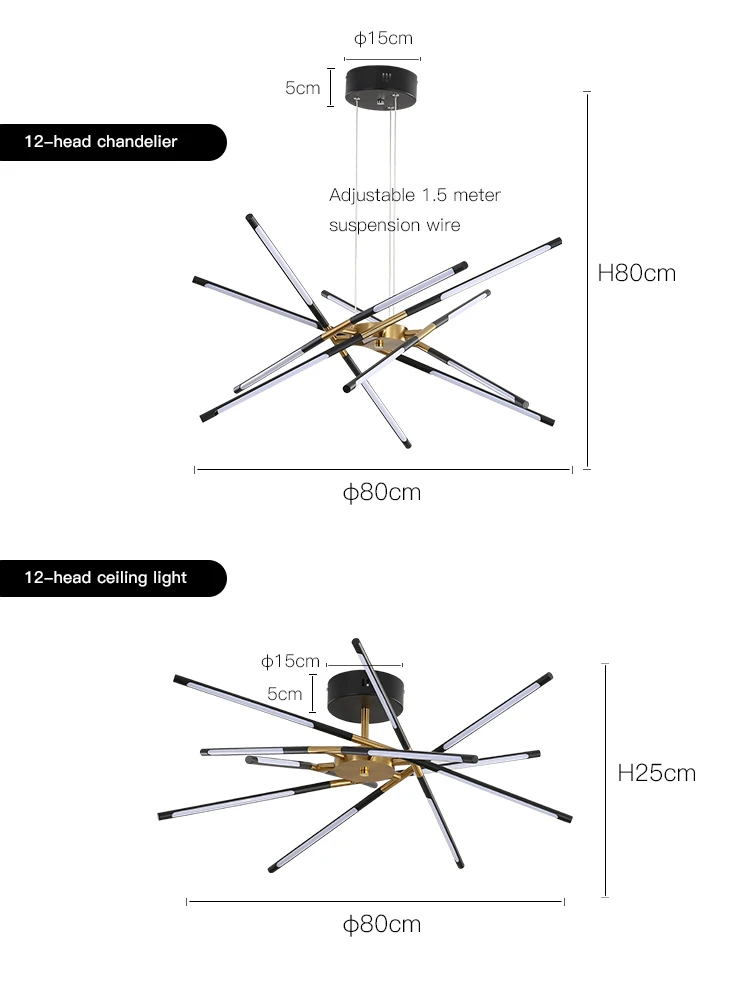 Decoração moderna, Iluminação de teto, Sala de estar, Quarto, Cozinha, Loft, Mesa de jantar, Ouro, Nova tendência, 2023