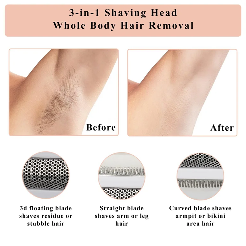 Efficient-Wet Anddry Cordless Electric Shaver Forwomen LED Display Facial Hair Remover Forface Andbody