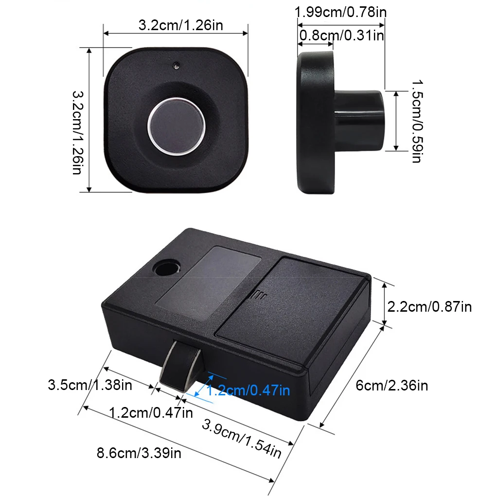 Imagem -05 - Bloqueio Biométrico de Impressão Digital para Gabinete Fechaduras Keyless Smart Drawer Anti-theft Door Lock Long Standby Time Door Hardwar