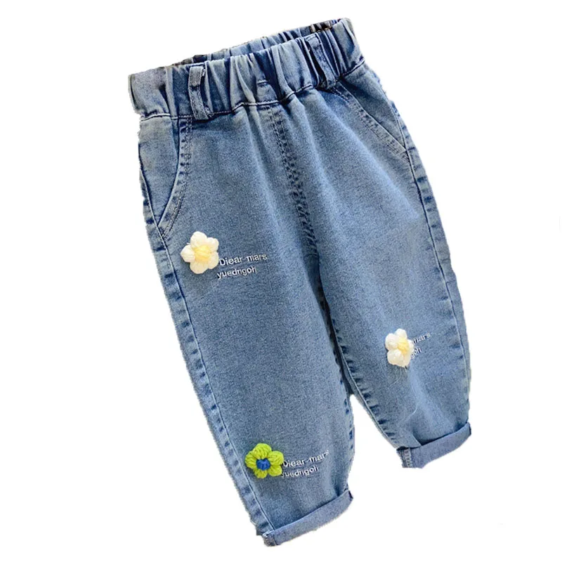 Luohaibell Jeans Enfant Pantalons En Denim Bébé Fille Garçon 1-4 Ans - Vêtements Dessin Animé Taille Élastique Ample Et Doux
