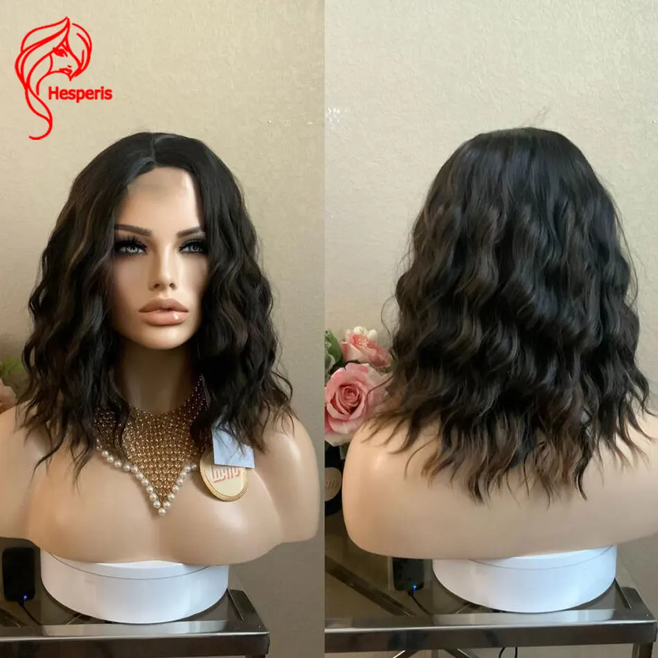 

Hesperis 13X6 Lace Frontal Water Wave Wigs Highlight Brown Human Hair Wigs For Women Middle Part Brazilian Lace Front Ombre Wigs