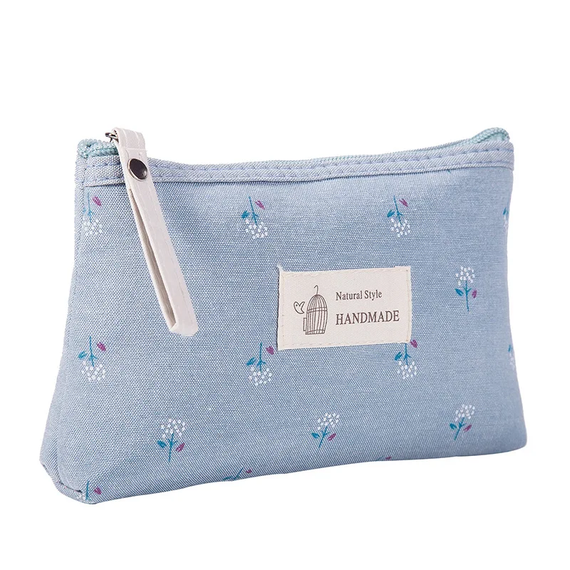 Korean Canvas Waterproof Cosmetic Bag women Makeup Bags Flower Makeup Pouch Pencil Case Skincare Storage Bag Toiletries Bag