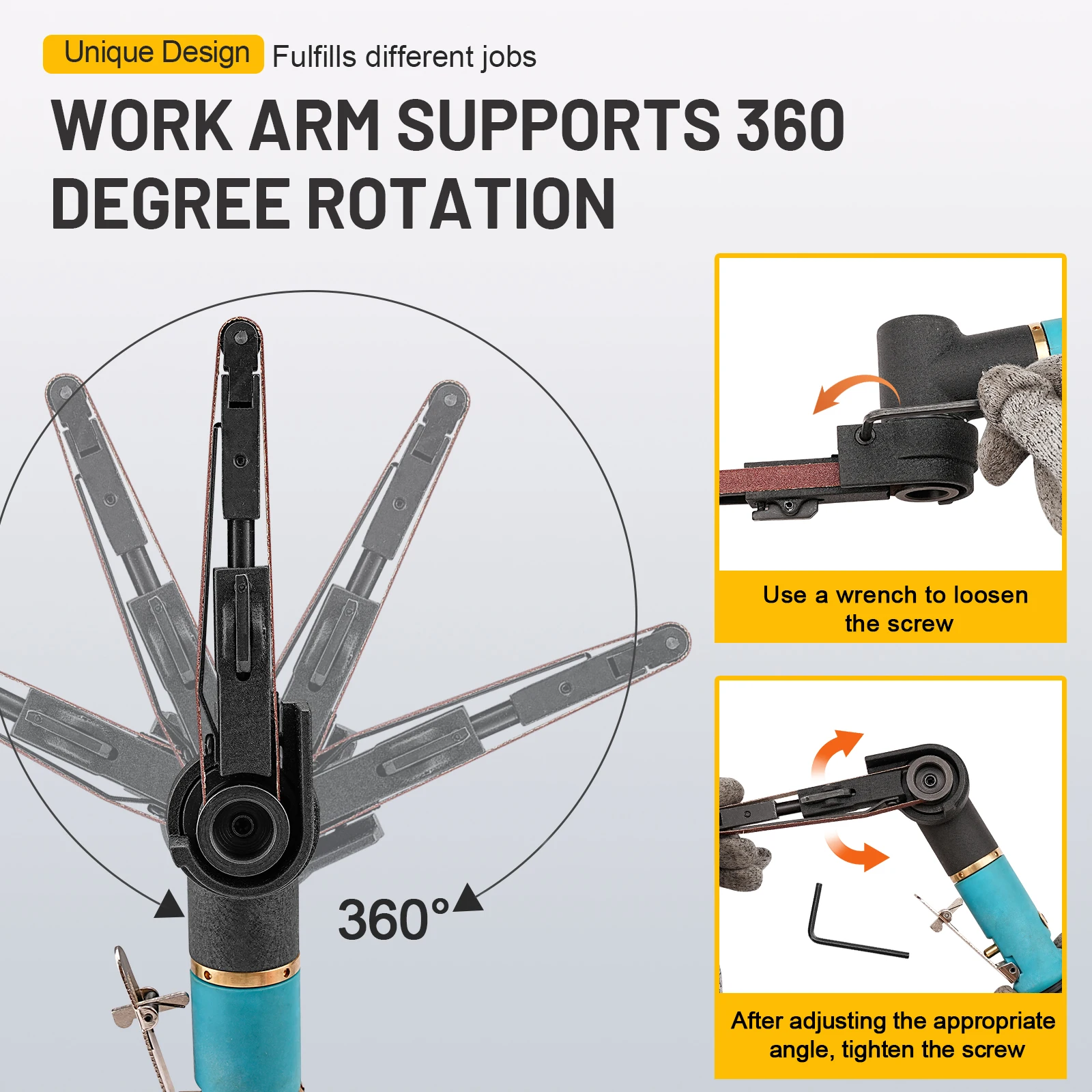 330x10 مللي متر حزام هوائي صغير ساندر أداة تعمل بالهواء المضغوط مع 12 قطعة أحزمة 60/80/120 حصى للألمنيوم الحديد الصلب الخ تلميع المعادن