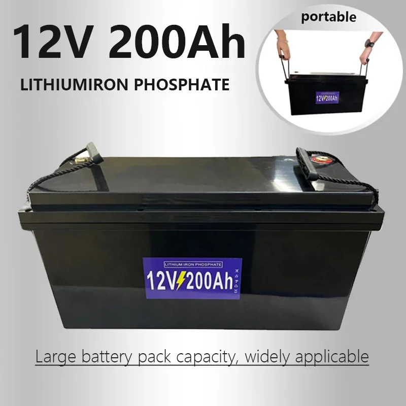 

12V 200Ah LiFePO4 battery with built-in BMS lithium iron phosphate battery, suitable for solar power generation systems, RV camp