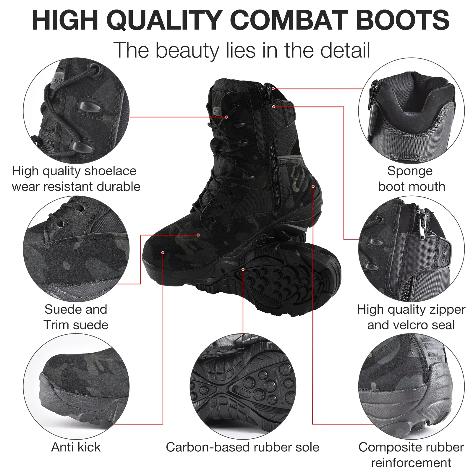 Army Combat Boots Military Boots Men Hiking Shoes Breathable Tactical Combat Desert Training Size 39-48 Anti-Slip Trekking Shoes