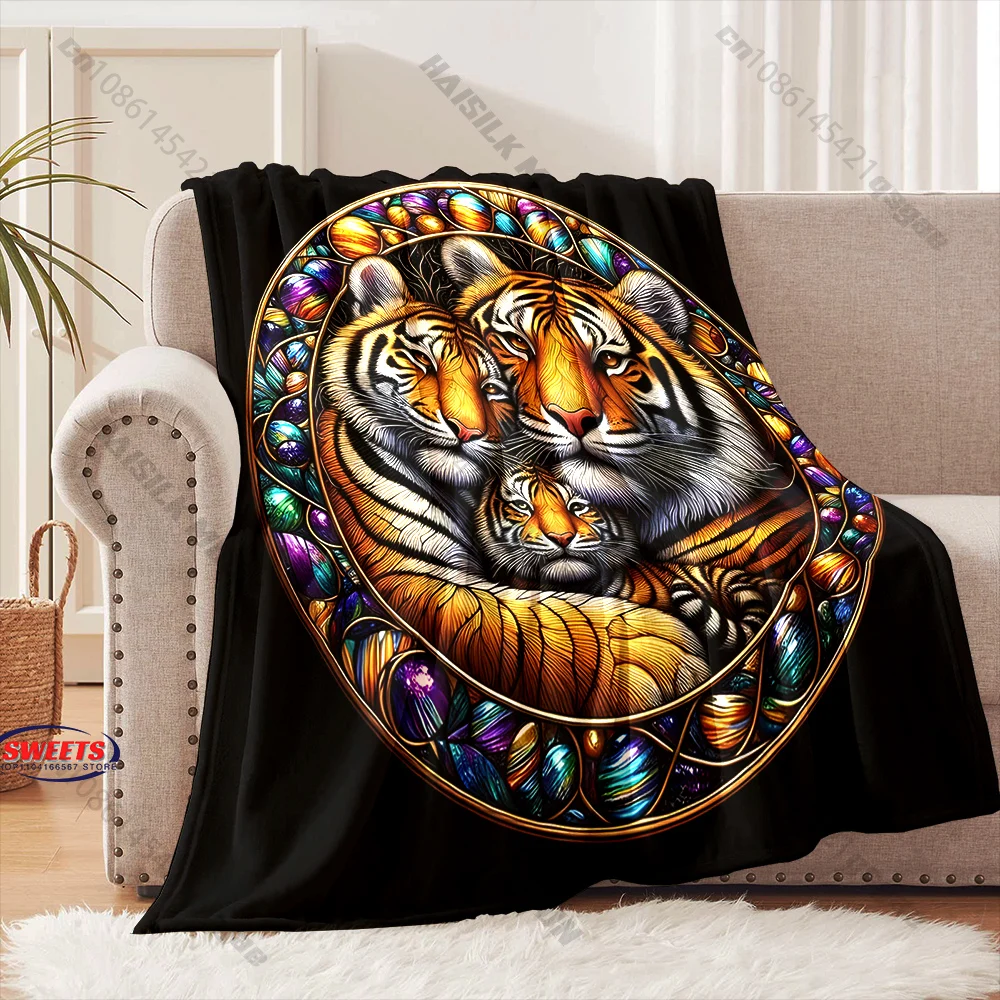 

Tiger Family Cozy Blanket Multiple sizes kid's and adults' bedroom living room sofa decor blanket, Exquisite gift