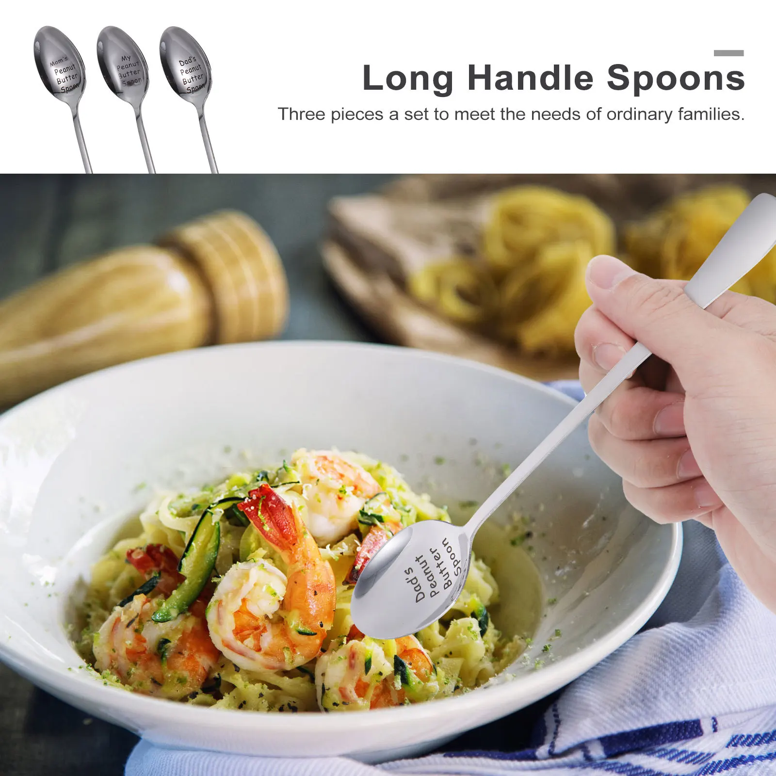 

3Pcs Stainless Steel Dessert Spoons Modern Smooth Finish for Family Meals Banquet Party Dining Mixing Ice Cream Food Spoon