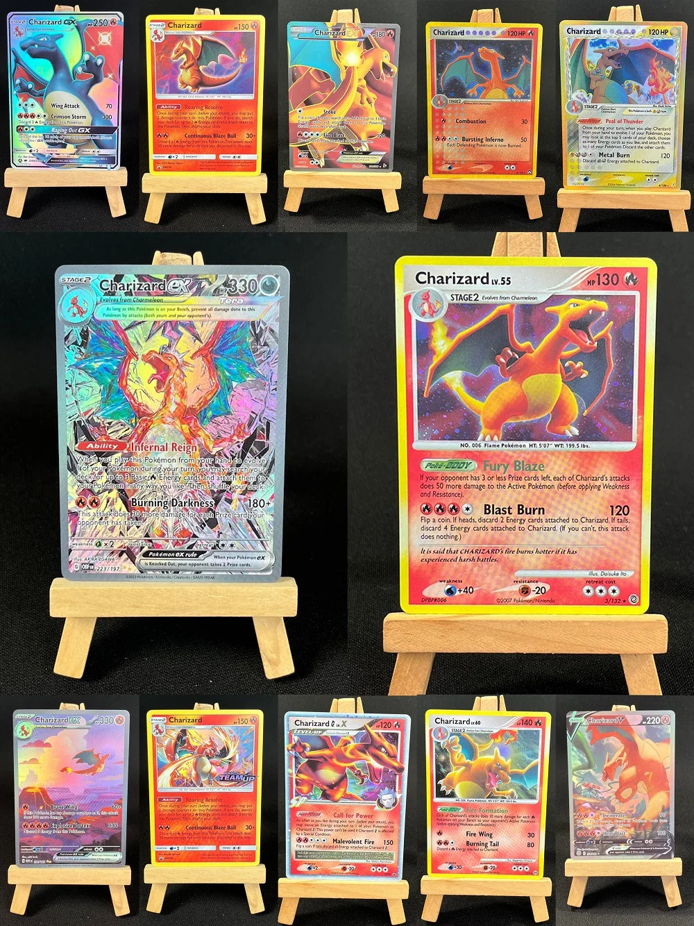 

MINISO Pokémon Charizard Cards Set - Rare VMAX, GX, EX, Base Set, Evolutions, Plasma Storm, 40+ Cards + Free Sleeve