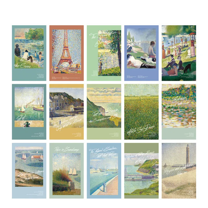 15 Sheets/Lot Retro Art Painting Postcards Message Lettercard Artwork Gift Wish Postal Card Greeting Card Van Gogh Monet Picasso