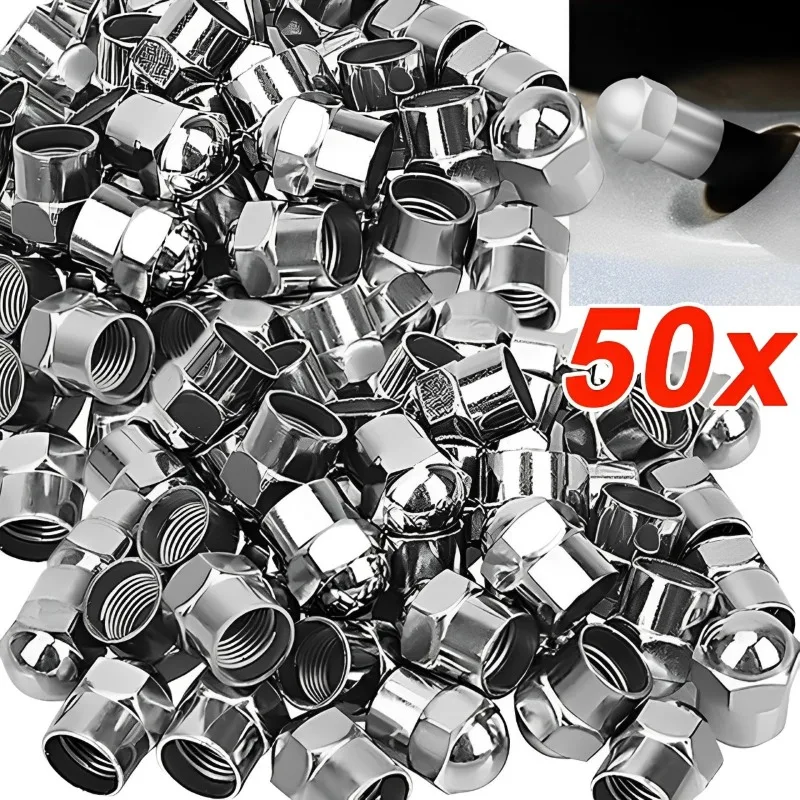 10/50pcs Car Tire Valve Caps Round Head Chrome Plating Dust Proof Covers Car Motorcycles Bike Tyre Styling Valve Cap Decoration