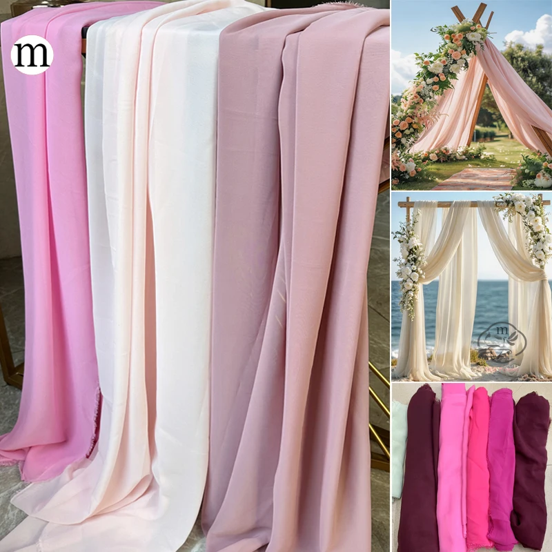 

Pinks Soft Chiffon Fabric Wedding Party Curtain Dress Skirt Shirt Dress Decoration Handmade DIY Cloth Material By Yard