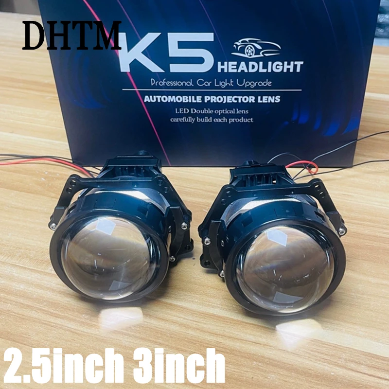 2.5 3 Inch Bi LED Projector Lenses For Headlight K5 130W 60000LM Auto Lamp Car Lights Retrofit Kits Hyperboloid Lens