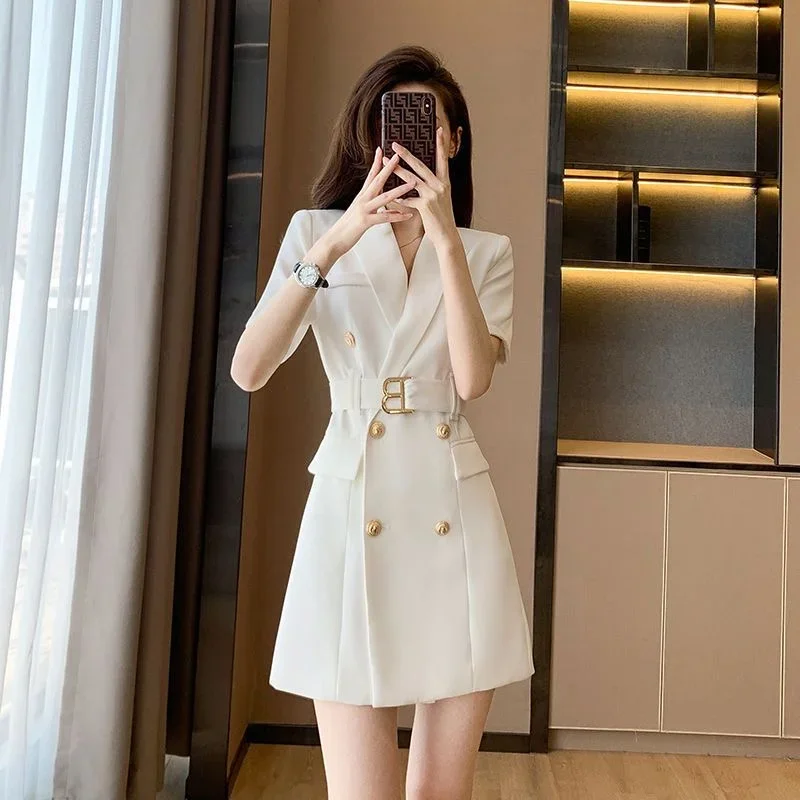 

2024 Summer New Fashion Temperament Women's Dress Small Fragrance French High-grade White Dress Summer Niche Design Suit Skirt