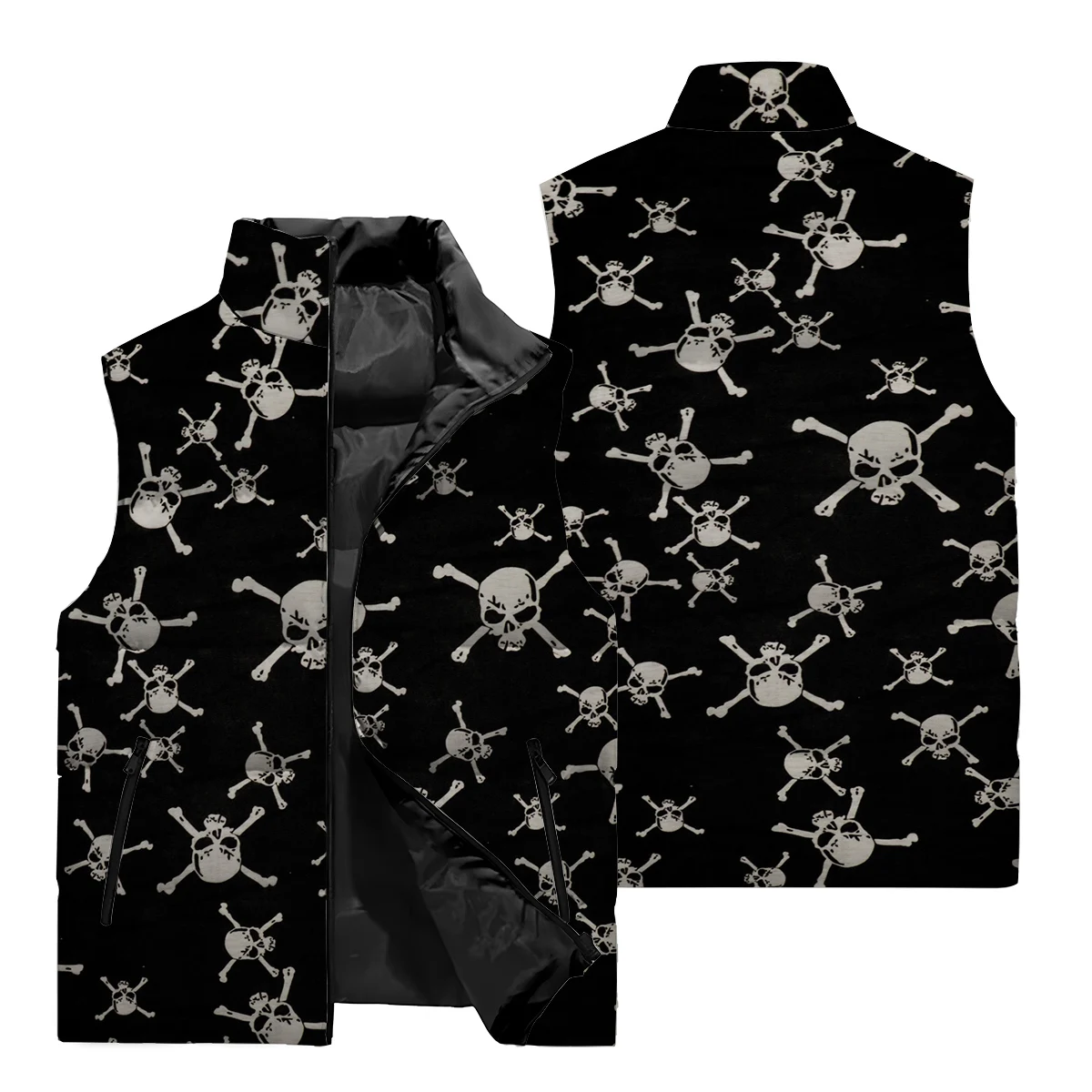 Good-looking winter fashion warm men 3D printed sleeveless vest jacket trend men stand collar warm durable vest clothing.