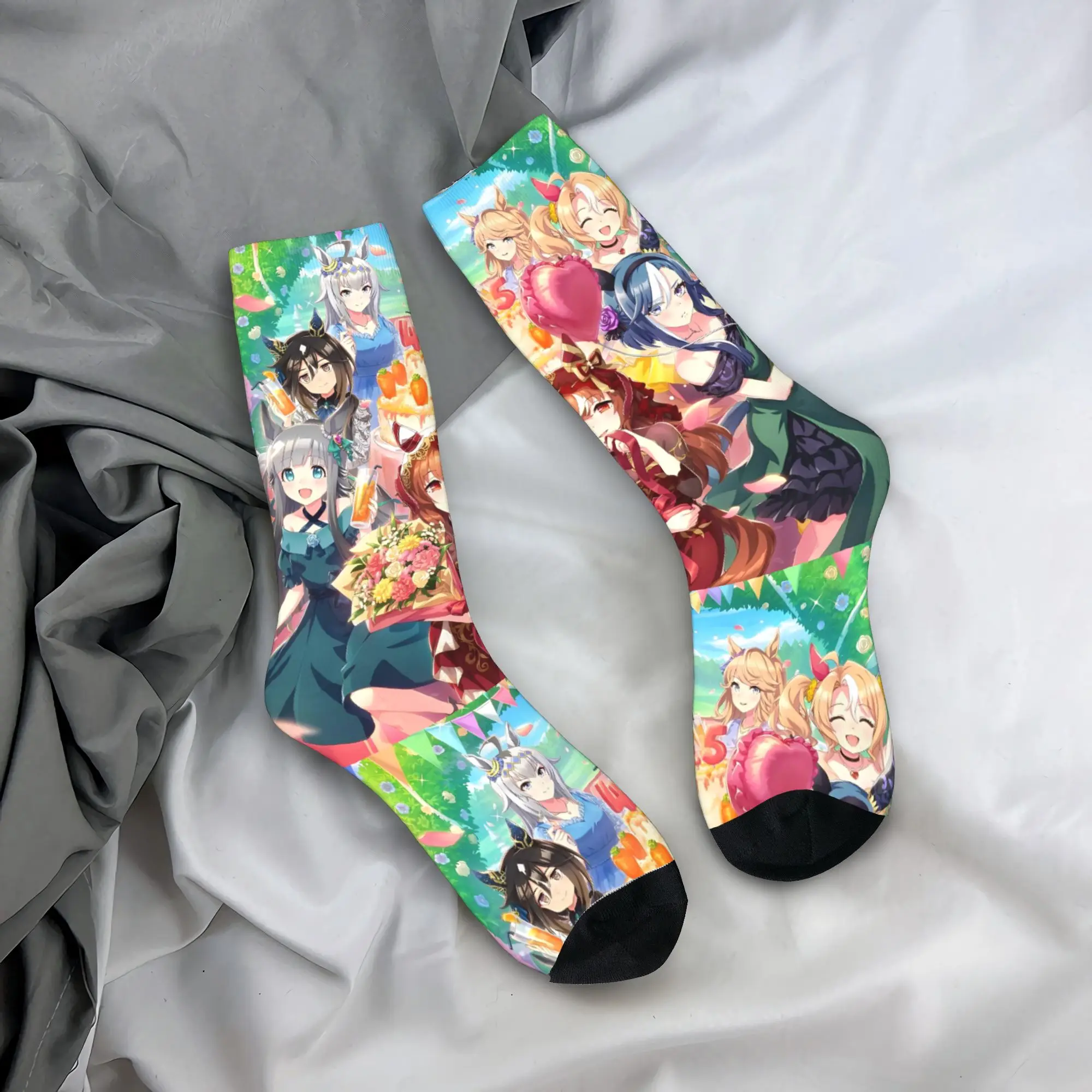 جوارب شتوية دافئة ورائعة للرجال والنساء من Umamusume Pretty Derby Anime جوارب كرة قدم قابلة للتنفس