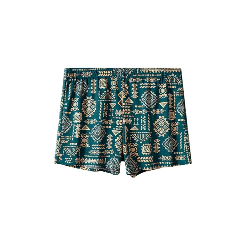 

Breathable Plus Size Men's Boxer Briefs Seamless Mid Waist Printed Panties Elastic Ethnic Printed Shorts Underpants Gifts