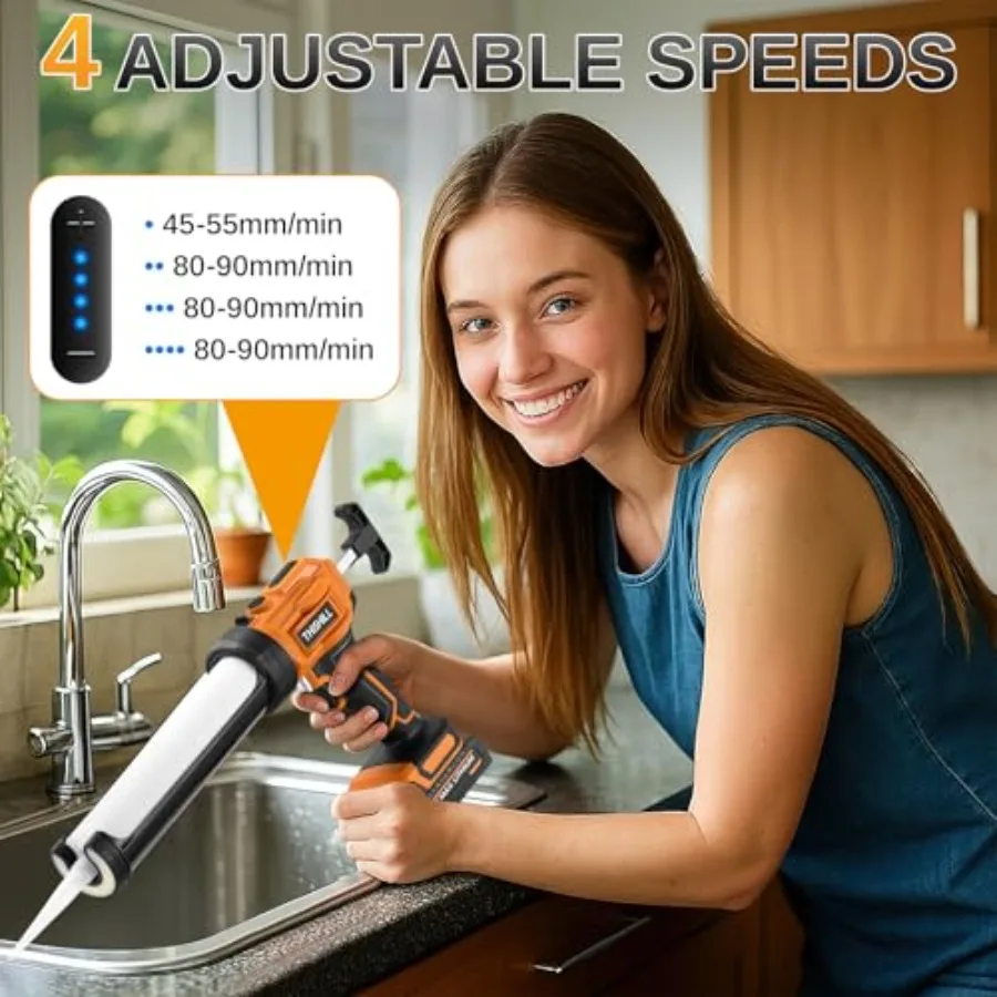 مسدس السد الكهربائي 10 أونصة/300 مل مع نظام يعمل بالبطارية 20 فولت يتضمن بطاريتين 2.0 أمبير في الساعة و4 إعدادات للسرعة 9 قطع من السيليكون #2