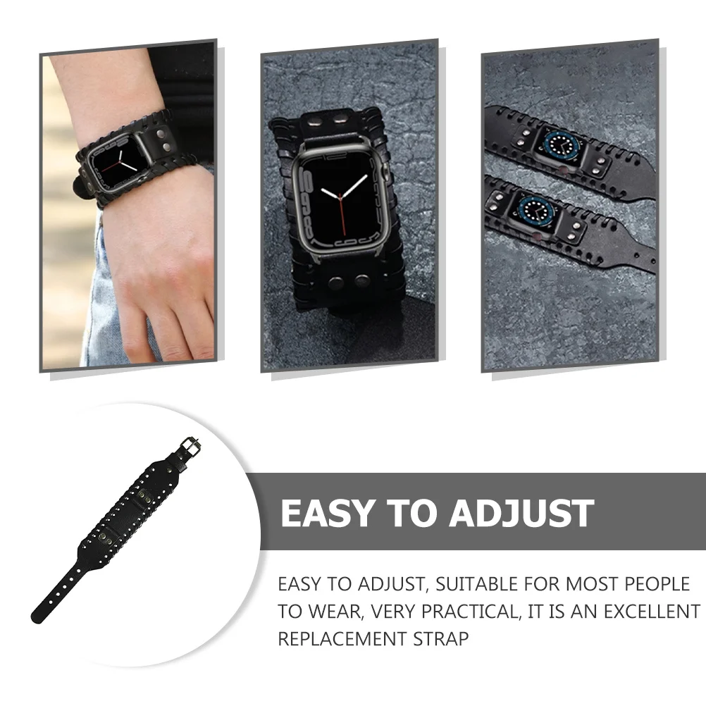 Elegante cinturino in pelle bovina larga, cinturino di ricambio, liscio, confortevole, facile da regolare per l'abbigliamento casual aziendale