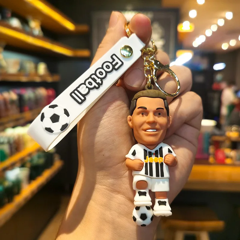 Football Star Figure Keychain Soccer Jewelry Bag Pendent Keyring