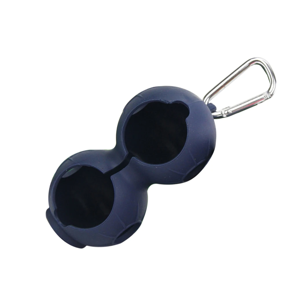 

SiliconeBallHolderDualBallStorageProtectionCarrierWithHookDarkBlueGolfBallsHolderGolfBagTeeHolderGolfingSportsGolfOrganizer