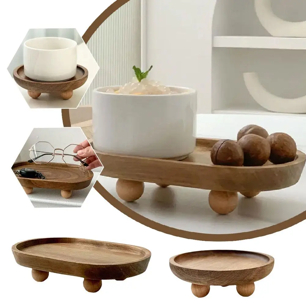Elegantes Holztablett Multifunktionaler Ständer für Aufbewahrung zu Hause Schmuckpräsentation Speisen Desserts Praktische Schlüsselablage Dekoration