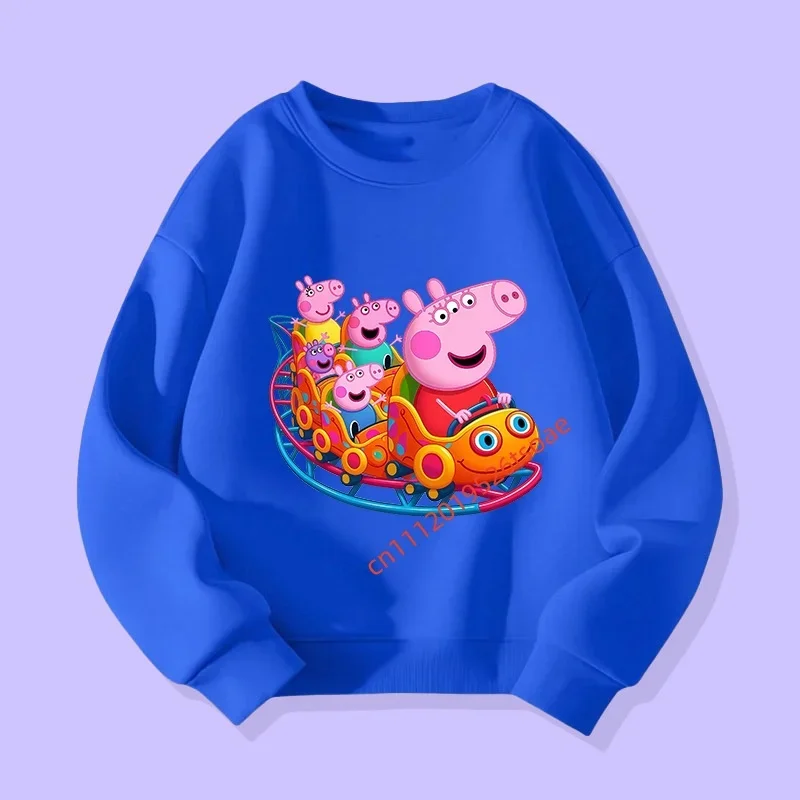 

Спортивная рубашка для мальчиков Peppa Pig, повседневная рубашка для девочек, толстовка с капюшоном, детская одежда с воротником-стойкой, новинка 2026 года, одежда с мультяшным принтом