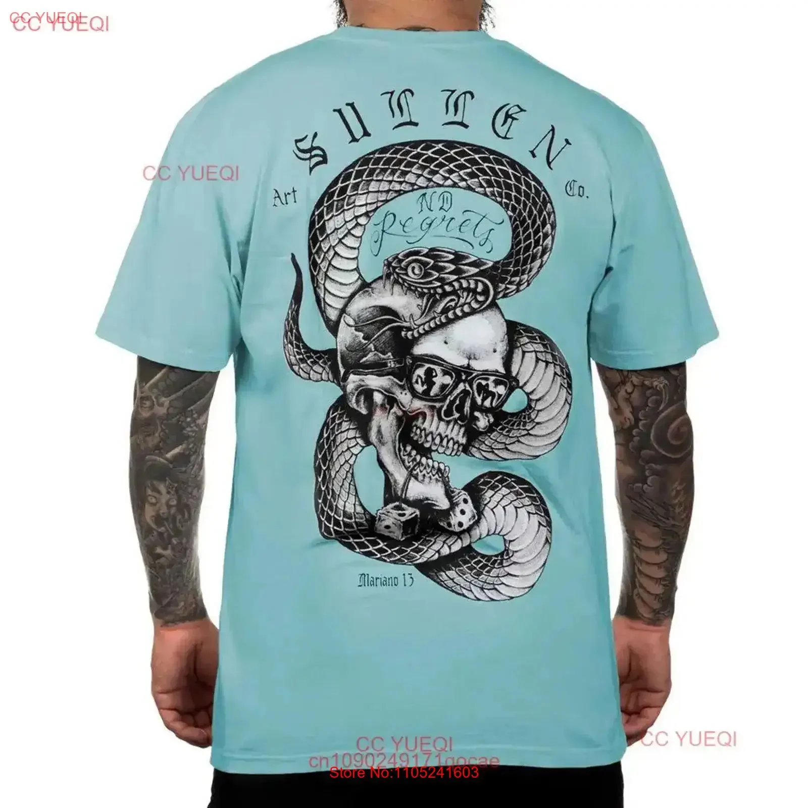 Sullen Men's Mariano Premium Canal Blue T Shirt Clothing Apparel vintage Washed graphic Top For Everyday Wear Versatile