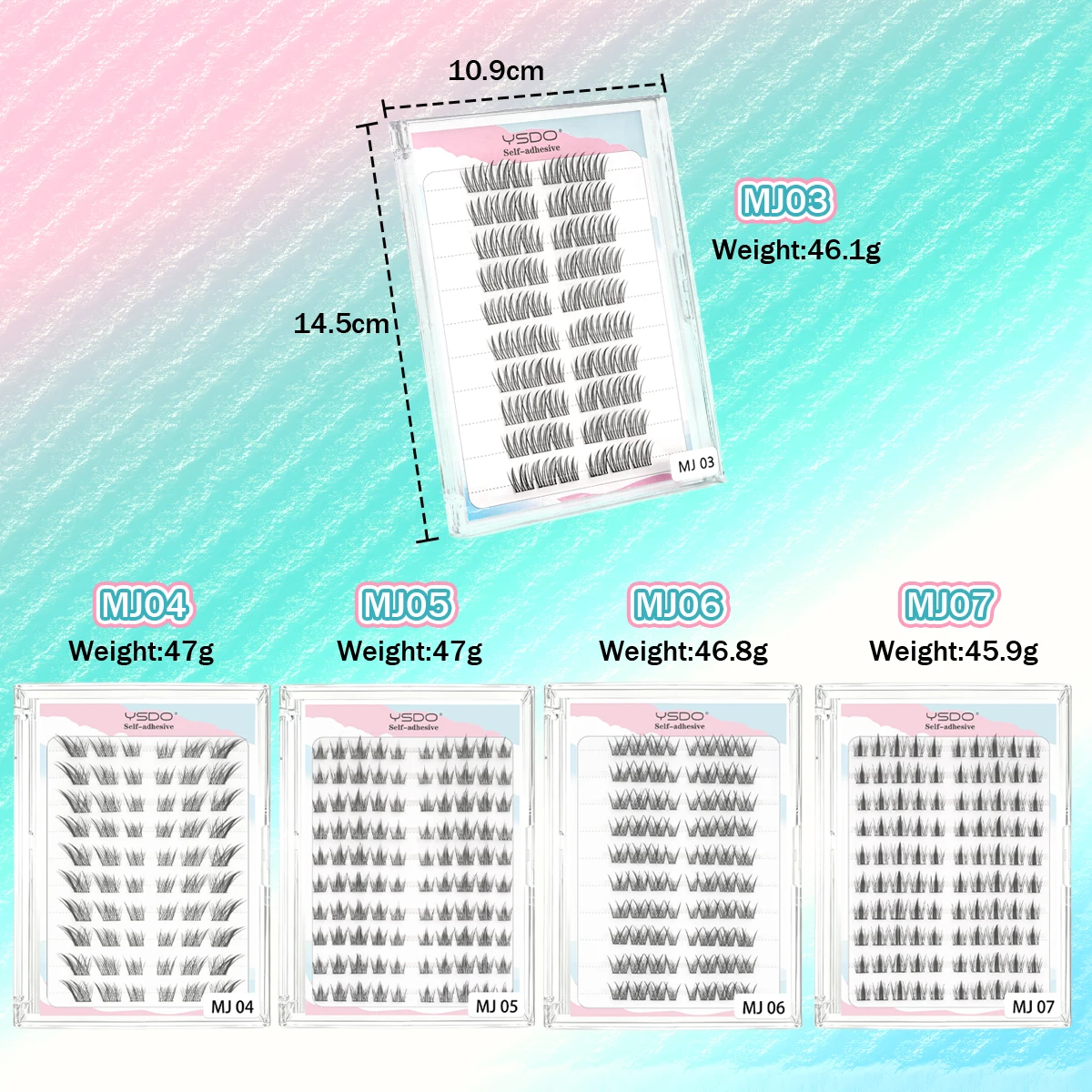 Self-Adhesive Eyelashes Individual Lashes Soft No Glue Cluster Lashes Clusters 10 Rows Reusable Self Adhesive DIY Lashes Make up