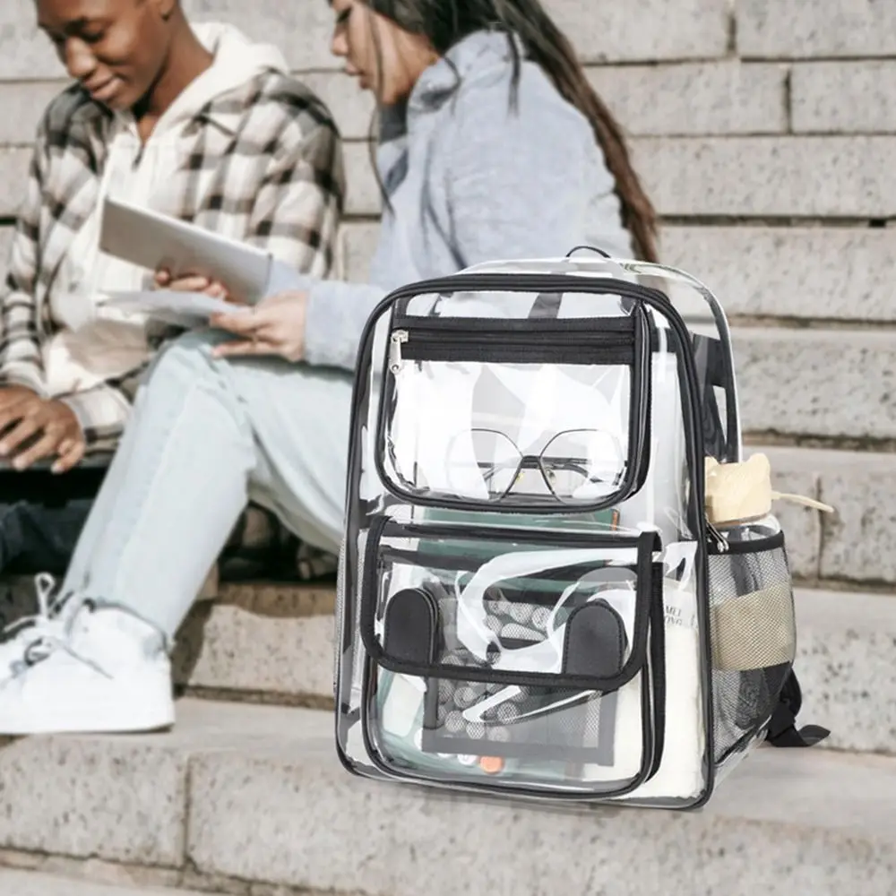 

Fashion Large Capacity Transparent Backpack Waterproof Zipper PVC Backpack Visible Portable Students School Bag School