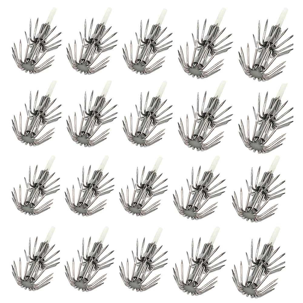 

20 шт. крючки для кальмаров из нержавеющей стали # 2.0 - # 4.0 Светящиеся крючки для джиг-кальмаров Деревянные крючки для зонтов с креветками