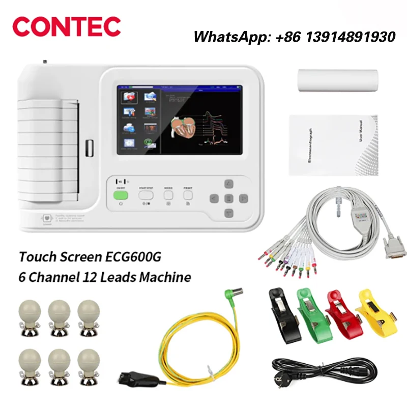 Built-in Thermal Printer ECG Machine CONTEC ECG600G 6 Channel 12 Lead Touch Screen Support USB Data Transmission & PC Sync