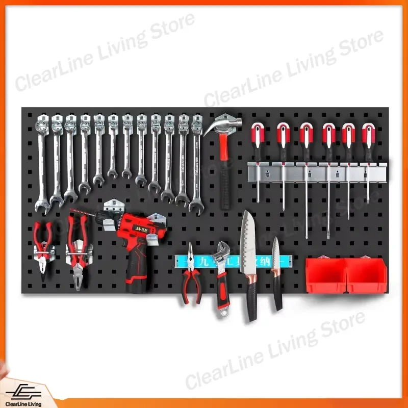 Heavy Duty Steel Pegboard Tool Rack with Hooks and Bins for Garage Storage Hardware Organization Wall Mount Hanging System