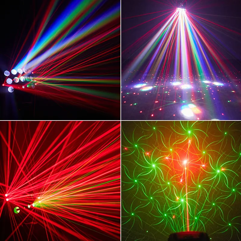 4IN1 Remote control Disco light LED butterfly light 8x100MW Red laser DMX512 light dj party wedding KTV bar stage light show