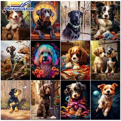 PhotoCustom Oil Paint By Numbers kit Dog Painting By Numbers On Canvas Frameless Animal Draw Painting decorazione domestica fai da te