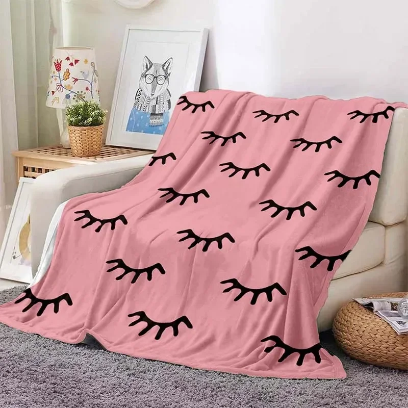 Manta de felpa suave de terciopelo con estampado Digital de pestañas, manta de franela para el hogar, sala de estar, dormitorio