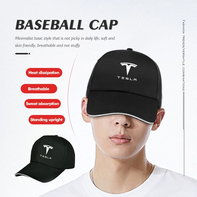 Fashion Car Logo Sun Hat Adjustable Snapback Baseball Cap For Tesla Model 3 Y S X 2021 Roadster Cybertruck Juguete