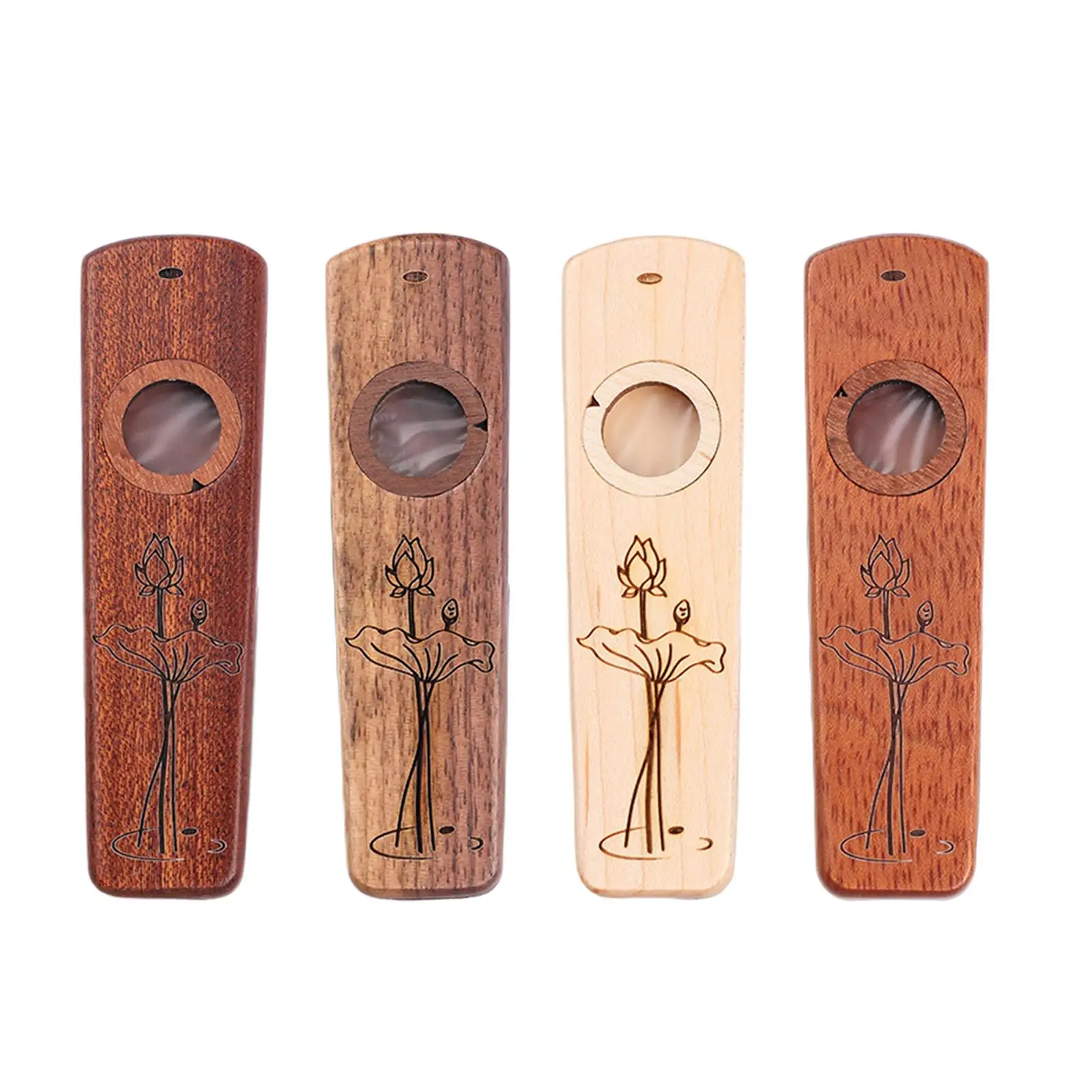 Wooden Kazoo Musical Instrument for Kids Learner,Ukulele Guitar Partner Guitar Accompany with Case,Wood Harmonica Flutes