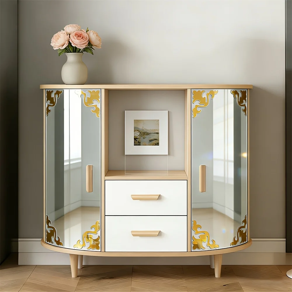 Light Luxury Acrylic Mirror DIY 8PCS 20CM Decal Self Stick Wall Cabinet Wardrobe Makeup Mirror Frame Household Indoor Gift 1MM
