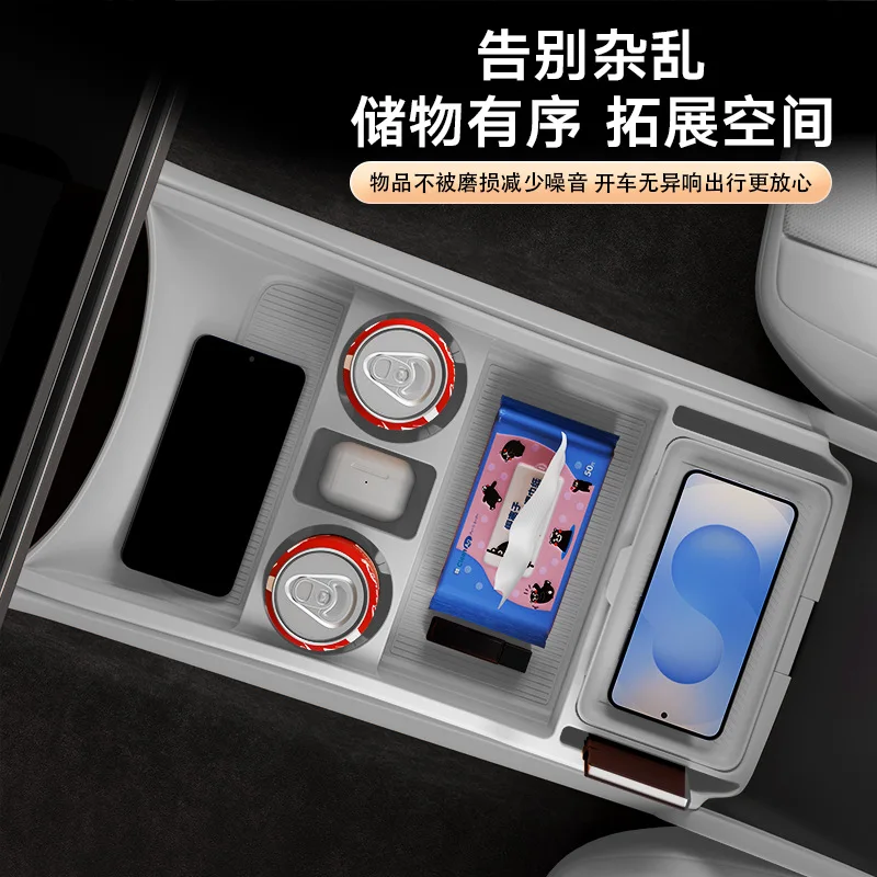 For Li Auto i8 2025 – Center Console Drop-in Storage Box, Drop-in Organizer Tray with Sunglasses Holder & Anti-Slip Design