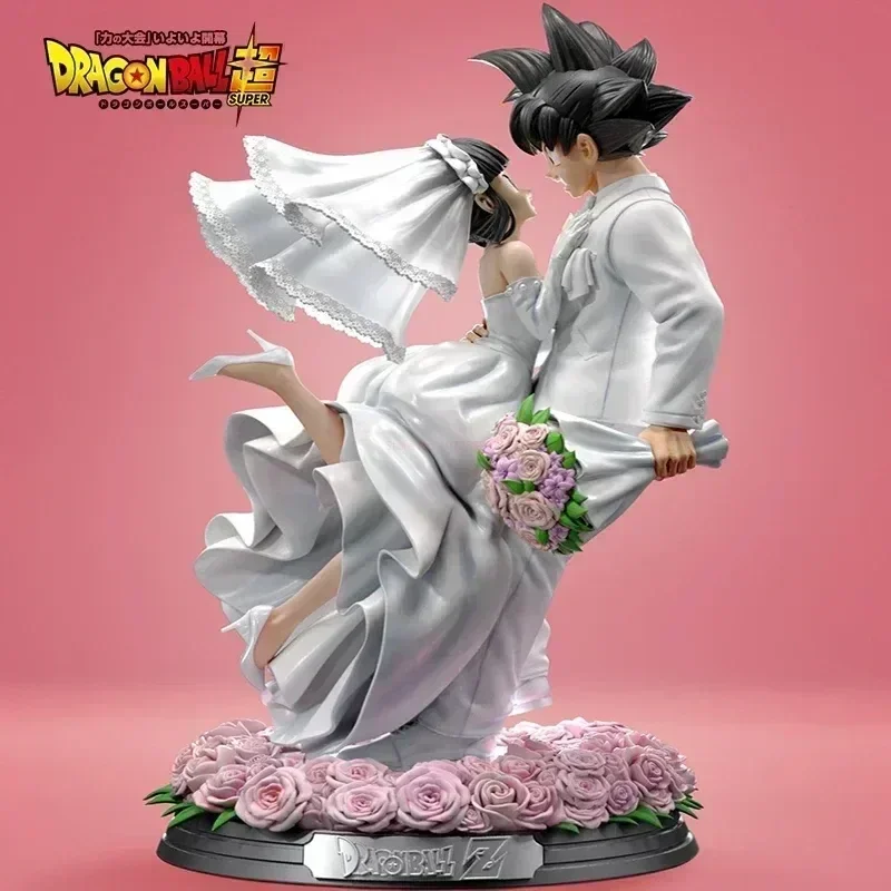 31-33cm Dragon Ball Son Goku And Chichi Marry Wedding Hot Selling Anime Action Figure Decoration Collectible Model Gifts Toys