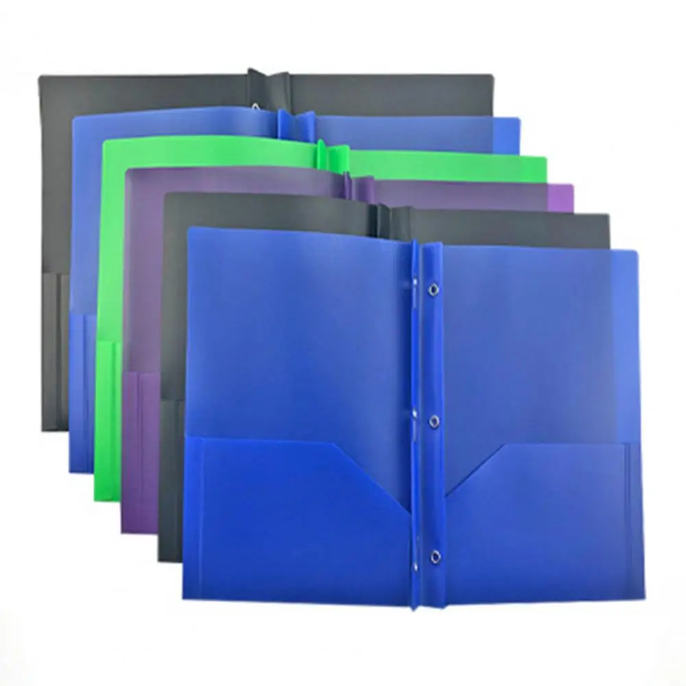 Flexible File Organizer Waterproof Tear-resistant A4 Size File Folder with Pockets Prong Fasteners for Documents Organization