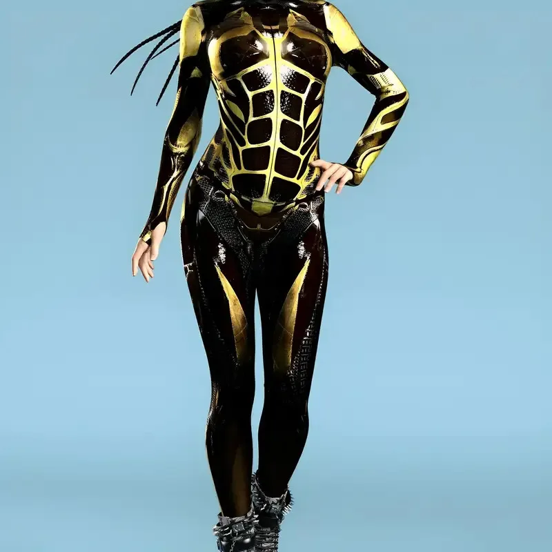 New2025 New Halloween Tight Body Suit Adult Cosplay Onesie 3D Armor Digital Print Slim High Elastic Breathable Comfortable2025